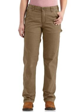 Carhartt Khaki Tan Rugged Flex Loose Fit Canvas Work Pant Womens Small